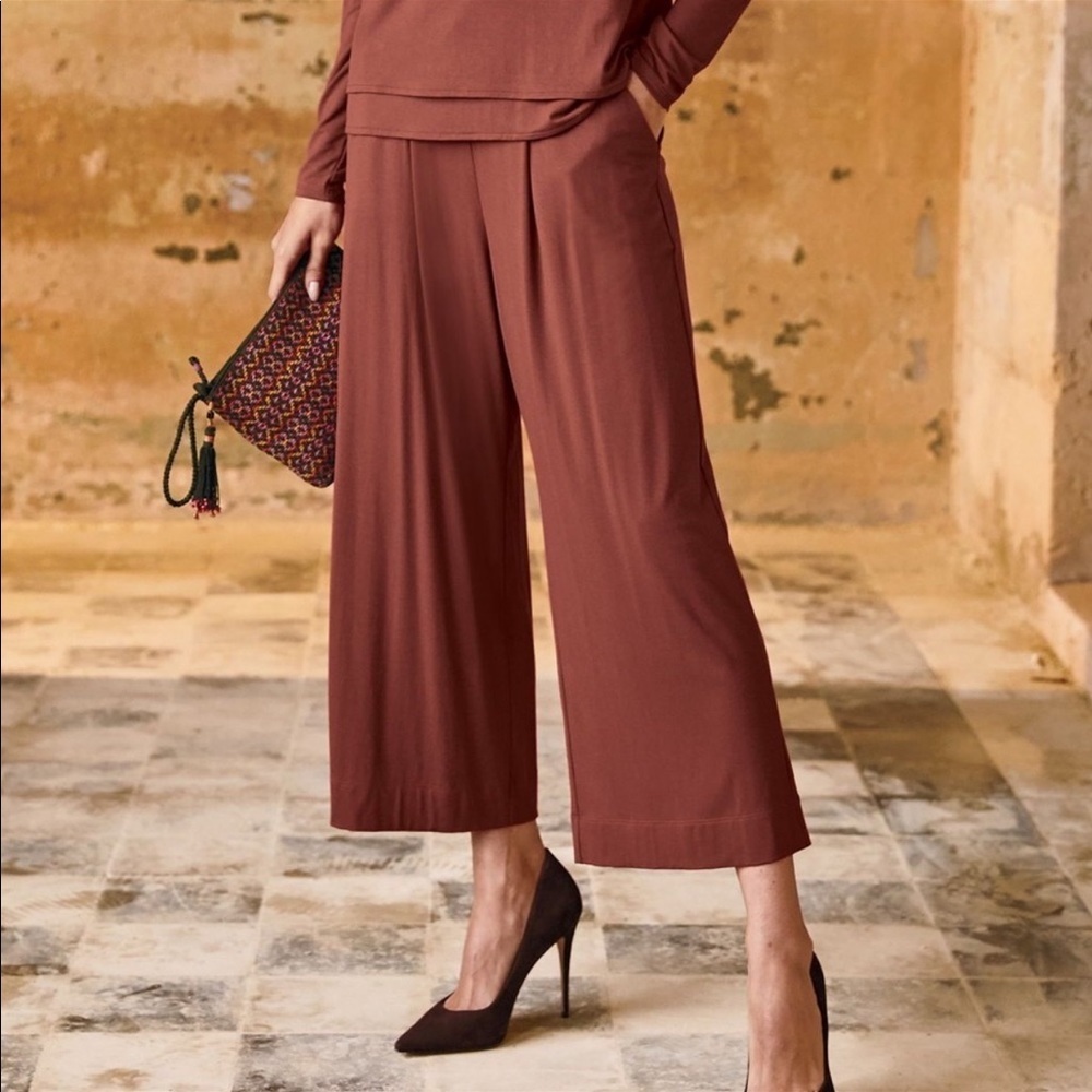 Peruvian Connection | Twyla Rust Orange Crop Pants - image 1